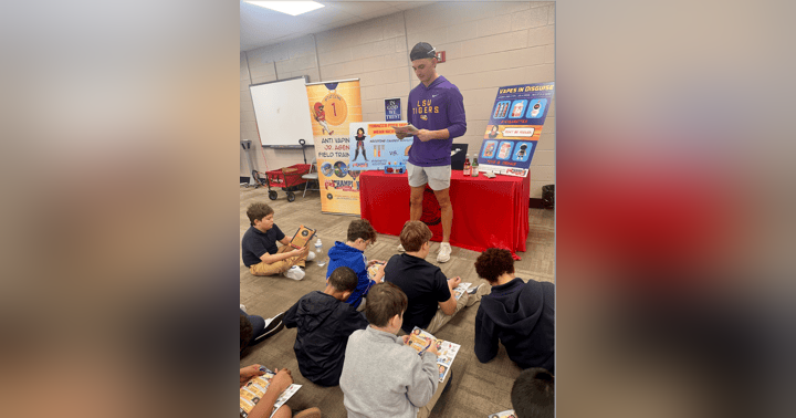 image for Attorney General’s Office & College Athletes Share  Anti-Vaping Message with DSJH Students