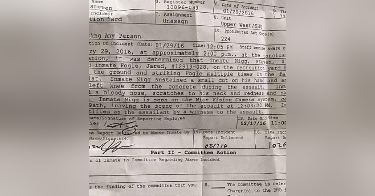 Interview with former federal prisoner Steven Nigg (2023): Assaulted Jared from Subway Interview with former federal prisoner Steven Nigg (2023): Assaulted Jared from Subway