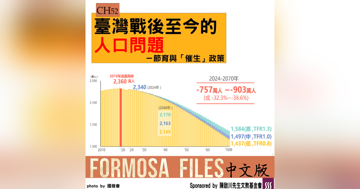 FORMOSA FILES 中文版 CH52-臺灣戰後至今的人口問題—節育與「催生」政策 FORMOSA FILES 中文版 CH52-臺灣戰後至今的人口問題—節育與「催生」政策