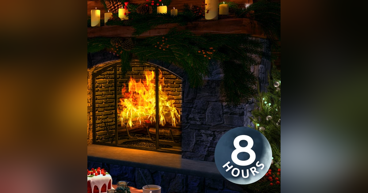 Yule Log Fireplace & Rain Sounds | 8-Hour Holiday Fireplace Ambience Yule Log Fireplace & Rain Sounds | 8-Hour Holiday Fireplace Ambience