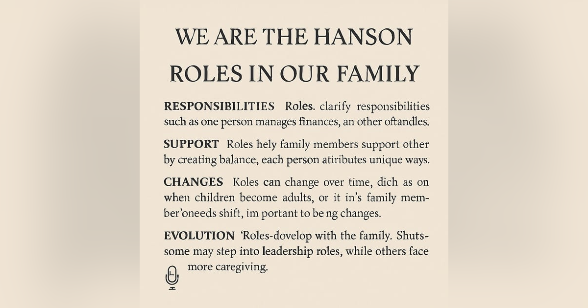 We Are The Hansons: Roles in Our Family We Are The Hansons: Roles in Our Family