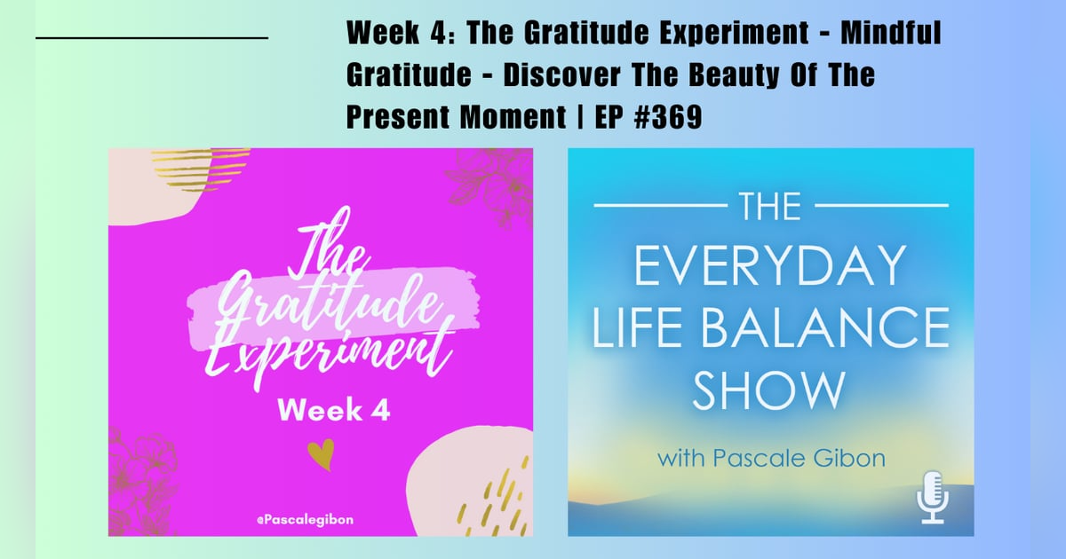 Episode 369: The Gratitude Experiment - Week 4 - Mindful Gratitude - Discover The Beauty Of The Present Moment Episode 369: The Gratitude Experiment - Week 4 - Mindful Gratitude - Discover The Beauty Of The Present Moment