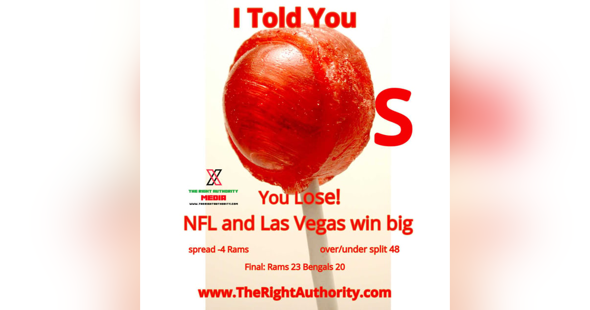 I told you suckers the NFL is rigged based on gambling and ratings. I told you suckers the NFL is rigged based on gambling and ratings.