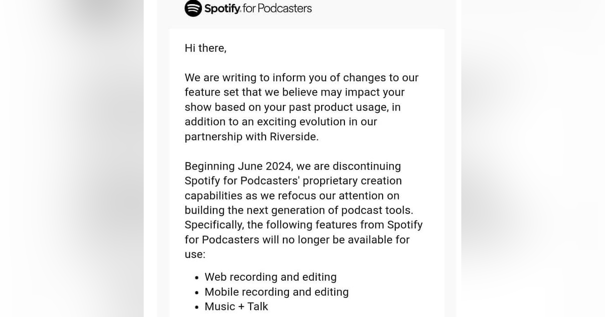 【速報】Spotify for Podcastersでスマホ収録ができなくなります。 【速報】Spotify for Podcastersでスマホ収録ができなくなります。