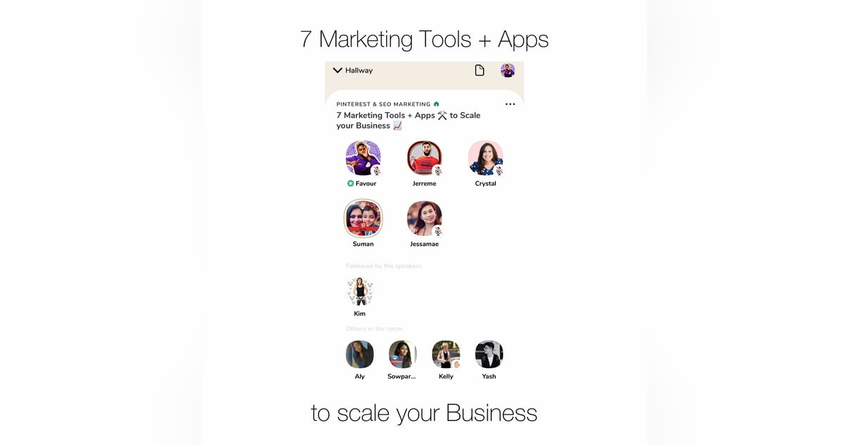 7 Marketing Tools + Apps โ๏ธ to Scale your Business ๐ - Clubhouse Room 7 Marketing Tools + Apps โ๏ธ to Scale your Business ๐ - Clubhouse Room