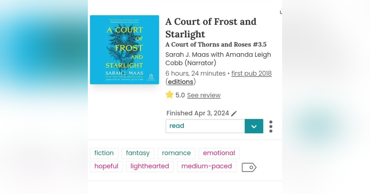 105. A Court of Frost and Starlight By Sarah J. Maas Book Review 105. A Court of Frost and Starlight By Sarah J. Maas Book Review