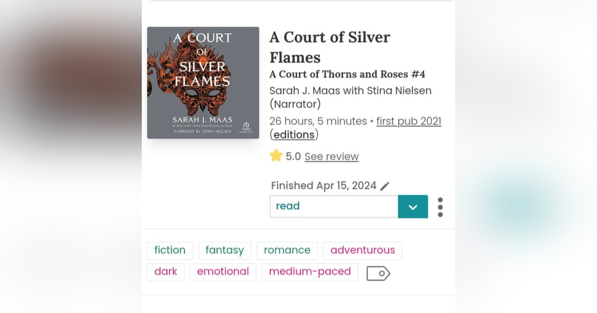 107. A Court of Silver Flames by Sarah J. Maas Book Review 107. A Court of Silver Flames by Sarah J. Maas Book Review