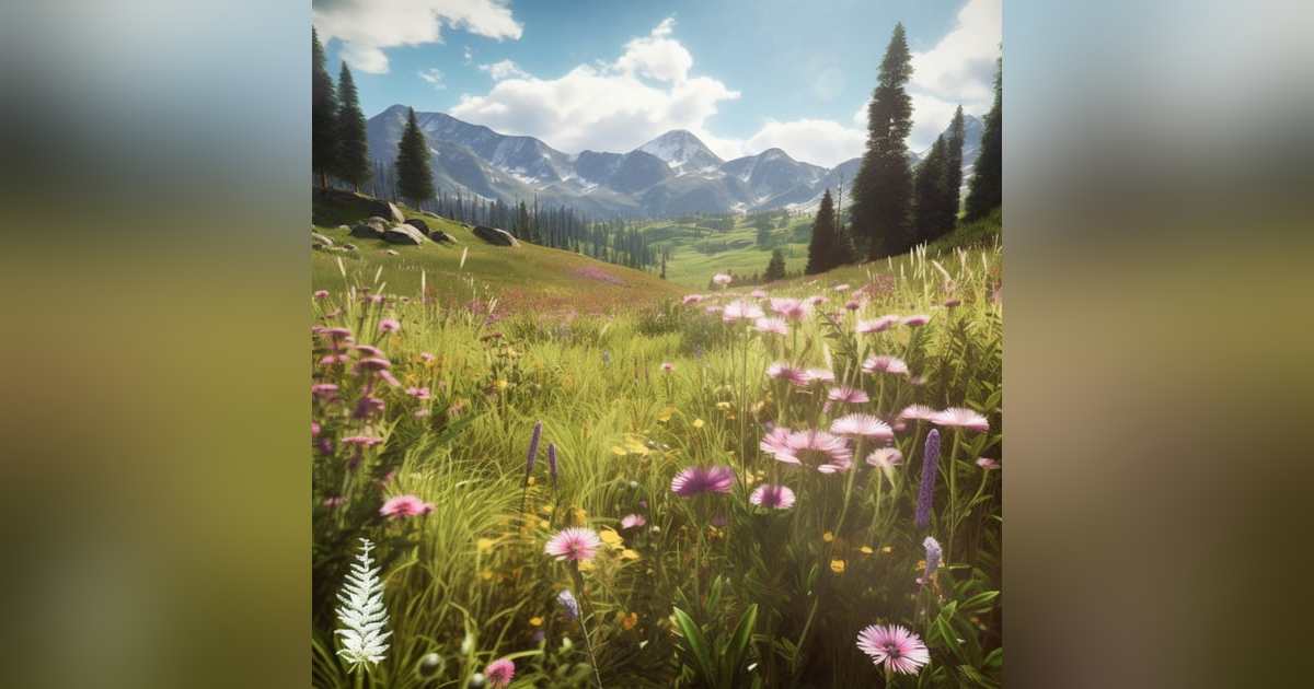 Relaxing Meadow with Ambient Nature Sounds, Wildflowers, and Mountain View Relaxing Meadow with Ambient Nature Sounds, Wildflowers, and Mountain View