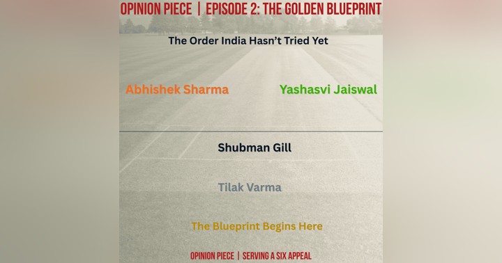image for Opinion Piece | Episode 2: The Golden Blueprint — Abhishek Sharma, Yashasvi Jaiswal, Shubman Gill, and Tilak Varma