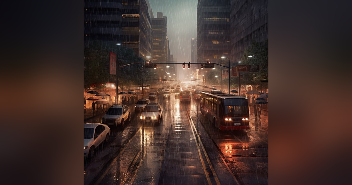 Rainy City Commute  Immersive Sounds of Heavy Rain and Urban Traffic Rainy City Commute  Immersive Sounds of Heavy Rain and Urban Traffic