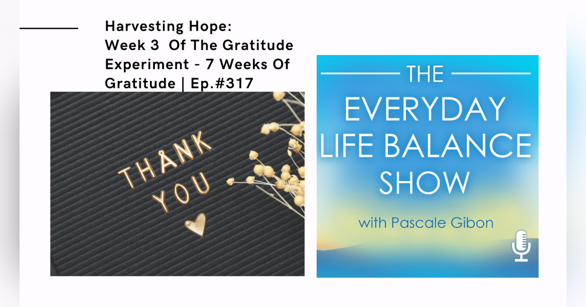 Episode 317: Harvesting Hope - Week 3 Of The Gratitude Experiment - 7 Weeks Of Gratitude Episode 317: Harvesting Hope - Week 3 Of The Gratitude Experiment - 7 Weeks Of Gratitude
