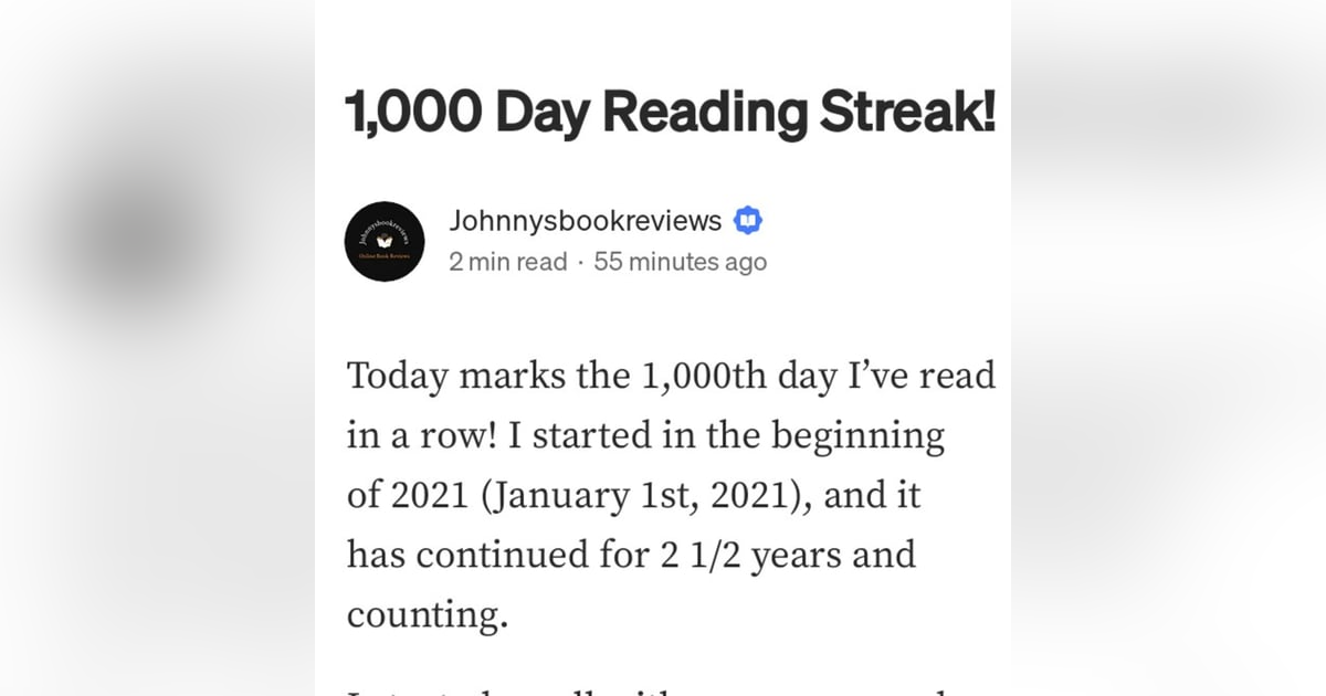 75. Reading Streak of 1,000 Days! 75. Reading Streak of 1,000 Days!