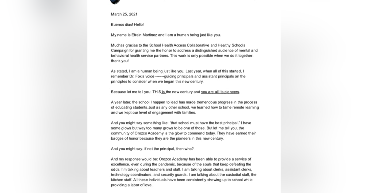 A Principal's Remarks On The Success of @OrozcoAcademy A Principal's Remarks On The Success of @OrozcoAcademy