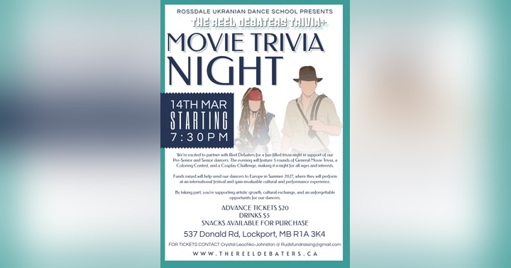 image for Rossdale Ukrainian Dance School Movie Trivia Fundraiser