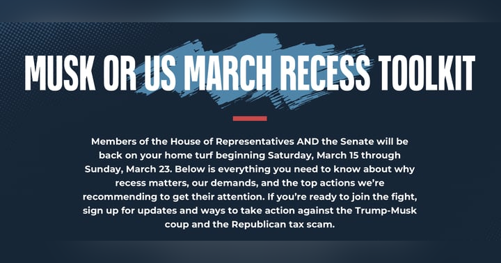image for Indivisible.org's "Musk or Us" March Recess Toolkit