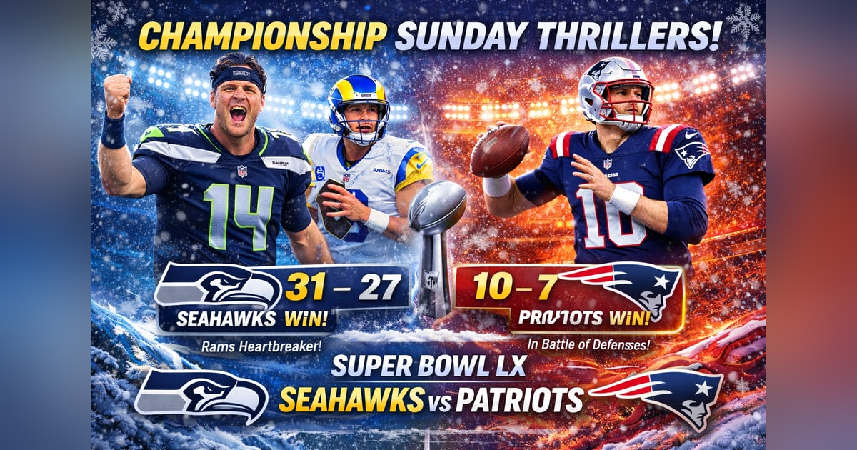 SUPER BOWL LX ALL SET AFTER CHAMPIONSHIP SUNDAY THRILLERS SUPER BOWL LX ALL SET AFTER CHAMPIONSHIP SUNDAY THRILLERS
